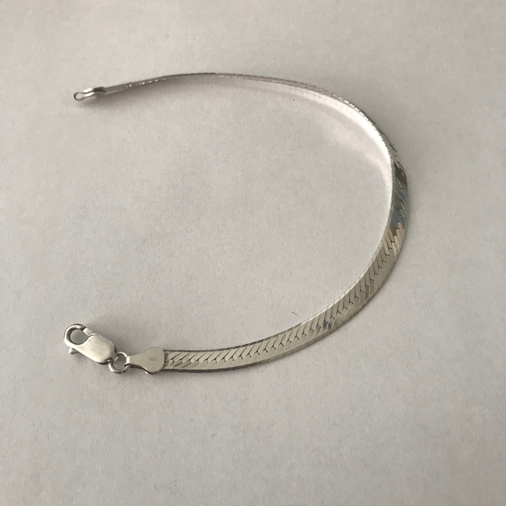 Vintage Italian Flat Sterling Silver Bracelet 925